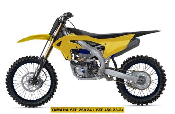 UFO Komplet plastików z osłonami teleskopów Yamaha YZF 250 '24-'25 YZF 450 '23-'25 złoty