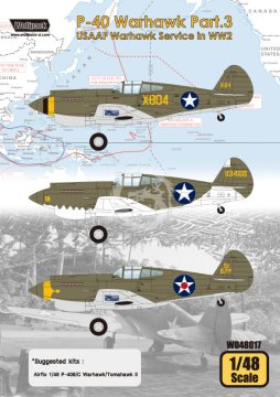 USAAF Warhawk set naljepnica za službu u Drugom svjetskom ratu WD48017 u mjerilu 1/48