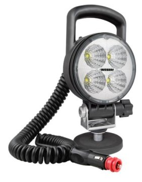 WESEM Lampa robocza LED FI-86-35 12/24V z rączką 1500 lm, przewód spiralny 8 m, uchwyt neodymowy, wtyczka, wyłącznik