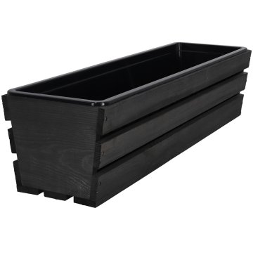 Skrzynka Skrzynia Doniczka Donica Z Wkładem Drewniana Antracyt 60 CM