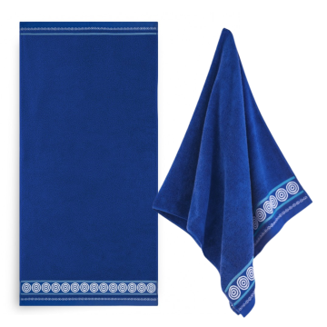 Zwoltex RONDO 2 Ręcznik z haftem duży kąpielowy niebieski 450g 70x140cm