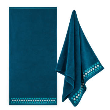 Zwoltex ZEN 2 Ręcznik z haftem mały do rąk ciemny szmaragdowy 450g 50x90cm