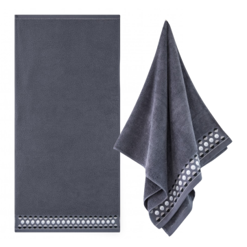 Zwoltex ZEN 2 Ręcznik z haftem duży kąpielowy czarny 450g 70x140cm
