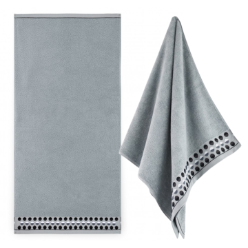 Zwoltex ZEN 2 Ręcznik z haftem duży kąpielowy szary 450g 70x140cm