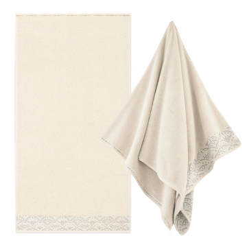 Zwoltex RAVENNA Ręcznik kąpielowy duży do włosów beżowy 450g 70x140cm