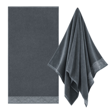 Zwoltex RAVENNA Ręcznik kąpielowy duży do włosów czarny 450g 70x140cm