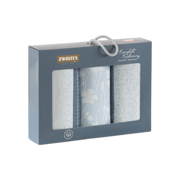 Zwoltex PROVENCE komplet kuchenny kuchnia ściereczki 3szt. niebieski 200g