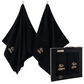 Zwoltex ONA ON Zestaw Ręcznik kąpielowy bawełna egipska czarny 370g 70x130