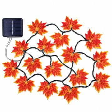 Netscroll Solarni LED niz s javorovim lišćem, 20 LED, topla bijela svjetlost, 2 m, MapleLeaf
