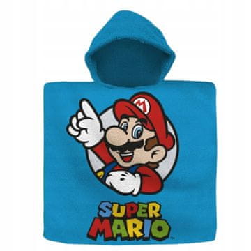 Kids Euroswan Dječji pamučni ručnik s kapuljačom i pončo Super Mario za bazen i plažu