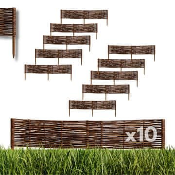 Box SET OD 10 pletenih vrtnih rubova. Vrtna palisada. Pletena ograda 100x20 cm