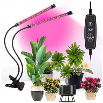33 Svjetiljka za rast biljaka i osvjetljenje, 2 kraka, 40 LED dioda, timer + daljinski upravljač IM011