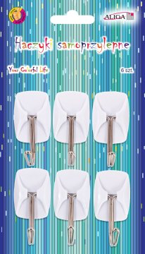 Aliga samoljepljive kuke s pomičnim držačem 2x3cm 6 kom | PH-2822