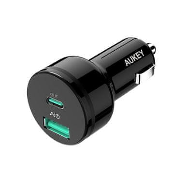 Aukey CC-Y7 auto punjač 36W 5.4A 1xUSB 1xUSB C