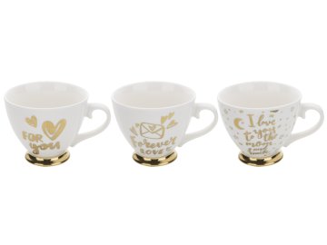 Florina Porculanska šalica s Mjesecom i Zvijezdama 380 ml sa zlatnim natpisima