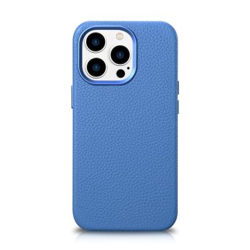 iCARER iCarer Litchi Premium kožna maska za iPhone 14 Pro Max s MagSafe, svijetloplava