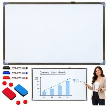 slomart LEAN magnetna bijela ploča 90x60 cm, piši-briši, s dodacima