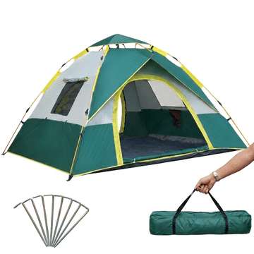 Nikcorp Šator za kampiranje 4 osobe NIKCORP vodootporan lagan 2,8 kg zelen 210 x 200 cm dvostruka nadstrešnica mrežasti strop ventilacija za bivakiranje i obiteljske izlete