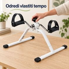 SOLFIT® Mini sobni bicikl s pedalama, kompaktni trenažer za noge i ruke s podesivim otporom | PEDALORA