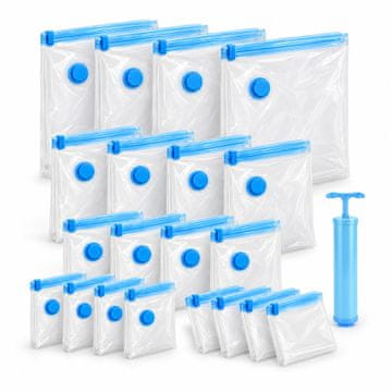 HOME & MARKER® Set od 20 vakuumskih vreća za pohranu – višekratne, s turbo ventilom i ručnom pumpom | STORAGEBAG
