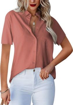 Nikcorp Elegantna ženska bluza s dekoltom u obliku slova V i gumbima, prozračna, mekana, lagana, od 55% umjetne svile i 45% najlona, narančasta, klasičan minimalistički stil za posao, fakultet i