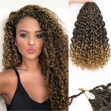 Nikcorp Sintetička kosa za pletenje Ocean Wave 25 cm 6 snopova smeđa protein silk pre-looped Crochet braids za upletanje pramenova bez zapetljavanja