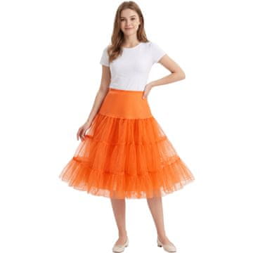 Nikcorp Ženska tulasta suknja petticoat podsuknja vintage retro 50-ih razgrnuta dvoslojni organdij meka podstava za koktel haljine i kostime M narančasta