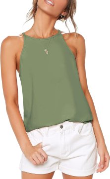 Nikcorp Ženska majica Tank Top Halter bez rukava elastična mekana tkanina zelena XL (EU 48-62) casual elegantan za proljeće i ljeto svakodnevna odjeća večernji izlasci odmor kombinacija s farmerkama