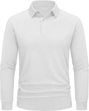 Nikcorp Muška polo majica dugih rukava brzo sušeća tehnička tkanina prozračna lagana letvica s tri gumba klasičan casual kroj za sport trčanje golf trekking biciklizam svakodnevno nošenje bijela 3XL