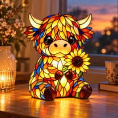 HOME & MARKER® USB noćna LED lampa u obliku škotske visinske krave, toplo svjetlo, realistična tekstura krzna | COWGLOW