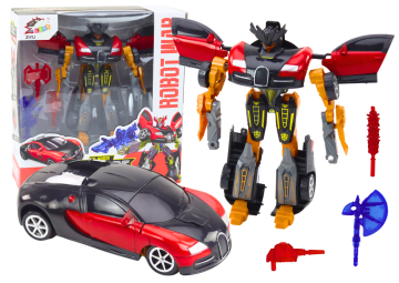 Robot LEAN TOYS Robot Auto 2u1 Crveni - sportski auto i robot s dodatnim oružjem