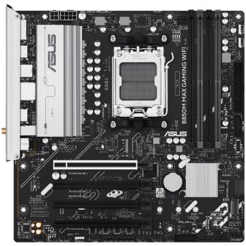 ASUS B850M MAX GAMING WIFI AM5 mATX matična ploča - AMD B850, 4xDDR5, 3xM.2, 4xSATA, 1Gb LAN, WiFi 6, BT, 1xDP, 1xHDMI, Aura Sync