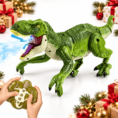 JOJOY® Daljinski upravljani dinosaur s efektom dima, zvukom i LED svjetlima, punjiva RC igračka | DINORAPTOR