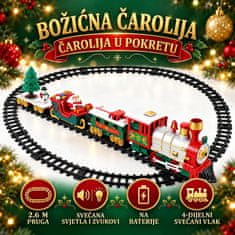 HOME & MARKER® Božićni vlak, električni set s tračnicama, svjetlima i glazbom, za djecu | TRAINMAS