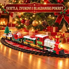 HOME & MARKER® Božićni vlak, električni set s tračnicama, svjetlima i glazbom, za djecu | TRAINMAS