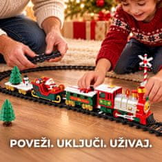 HOME & MARKER® Božićni vlak, električni set s tračnicama, svjetlima i glazbom, za djecu | TRAINMAS