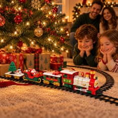 HOME & MARKER® Božićni vlak, električni set s tračnicama, svjetlima i glazbom, za djecu | TRAINMAS
