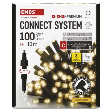 EMOS Premium LED spojivi lanac, crni, 10 m