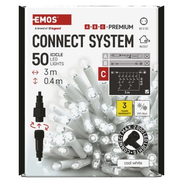 EMOS Premium LED spojivi lanac, ledenice, bele, 3 m, hladno bijela