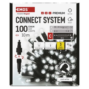 EMOS Premium LED spojivi lanac, trepereći, 10 m, hladna bijela