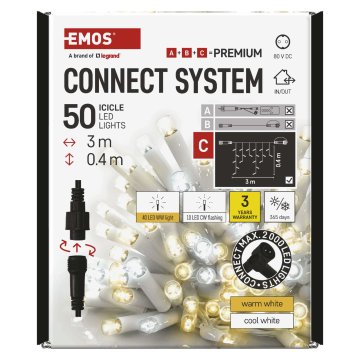 EMOS Premium LED spojive ledenice, bijele, 3 m, topla ili hladna bijela