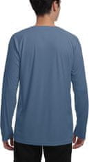 Nikcorp Muška majica Rashguard UV zaštitna UPF 50+ brzosušeća dugih rukava plava 3XL za plivanje surfanje vodene sportove trčanje, elastična prozračna 100% poliester reflektirajuće trake na ramenima