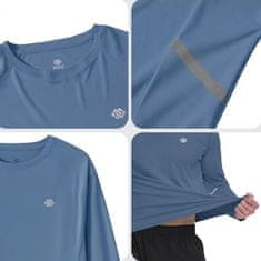 Nikcorp Muška majica Rashguard UV zaštitna UPF 50+ brzosušeća dugih rukava plava 3XL za plivanje surfanje vodene sportove trčanje, elastična prozračna 100% poliester reflektirajuće trake na ramenima