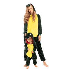 Nikcorp Dječja pidžama Kigurumi dinosaur Nikcorp jednodijelna zelena s kapuljačom, mekani kombinezon za spavanje i igru, labavi kroj, 115-125 cm