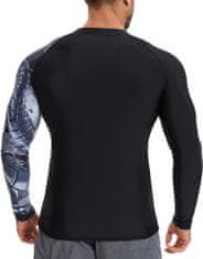 Nikcorp Muška Rash Guard kompresijska majica UV 50+ brzosušeća zmijski uzorak crna 3XL za plivanje surfanje vodene sportove ribolov prianjajuća elastična