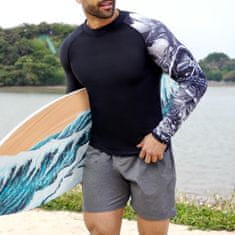 Nikcorp Muška Rash Guard kompresijska majica UV 50+ brzosušeća zmijski uzorak crna 3XL za plivanje surfanje vodene sportove ribolov prianjajuća elastična