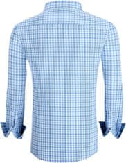 Nikcorp Muška Elegantna Elastična Košulja s Uzorkom Plavo-Bijela za Posao i Izlaske, Otporna na Gužvanje, 4-Way Stretch, Regular Fit, 97% Poliester 3% Spandex, Veličina L