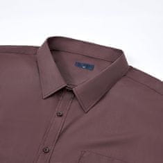 Nikcorp Muška košulja dugi rukav button-down Plus Size 3XL bordo long fit glatka jednobojna elegantna poslovna casual mekana prozračna izdržljiva za višestruko pranje