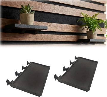 Nikcorp Zidna polica za akustične panele Set 2 kom Crna 16,5x10 cm Montaža bez bušenja Precizni 3D ispis Od kukuruznog škroba Za dnevni boravak spavaću sobu ured i kuhinju Ukrasna polica za knjige biljke i