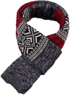 Nikcorp Muški zimski šal karirani pleteni crveni mekan topao akrilni Plaid 30x180 cm jesen zima poklon za muškarce rebrasti uzorak 100% akril duljina 185 cm